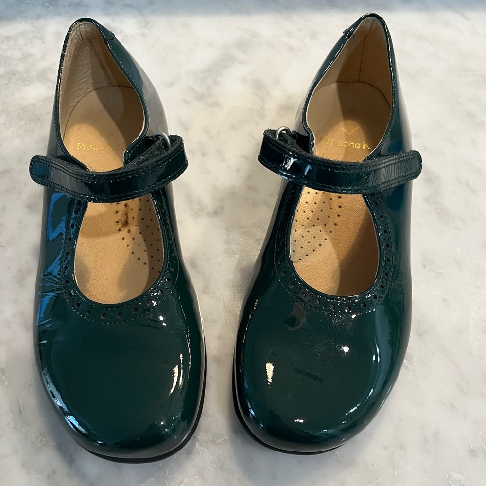 Panache Girls Mary Jane Dark Green Patent Shoes; US Size 1
